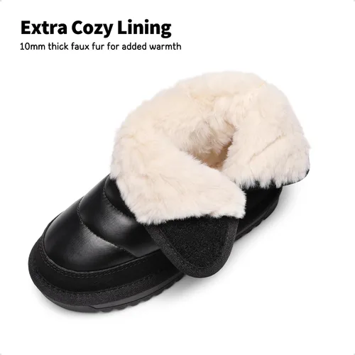Vista 3 de DREAM PAIRS Botas de nieve para niñas y niños, zapatos de tobillo de invierno de 0.394 pulgadas con forro de piel sintética para niños pequeños