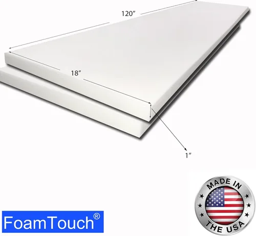 Vista 2 de FoamTouch Paquete de 2 espuma de tapicería de alta densidad 1x18x120, color blanco