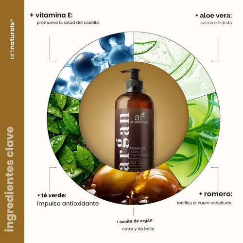 Vista 4 de Aceite de argán orgánico Art Naturals, acondicionador para cabello seco y dañado, 12 onzas