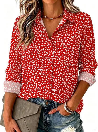 Vista 7 de Zeagoo Blusa para mujer, de manga larga, con botones, casual, ligera, lisa/estampada