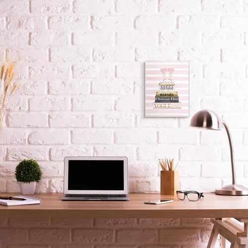 Vista 3 de Estantería de tacón rosa, placa de pared con impresión montada de 10 x 15 Stupell Industries · Por Amanda Greenwood · Acento glamuroso de moda