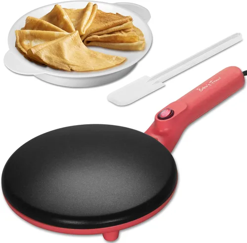 Vista 7 de Baker's Friend Crepera Electrica - Máquina para hacer crepas instantánea con asa, superficie de cocción antiadherente de 8 pulgadas, color aguamarina