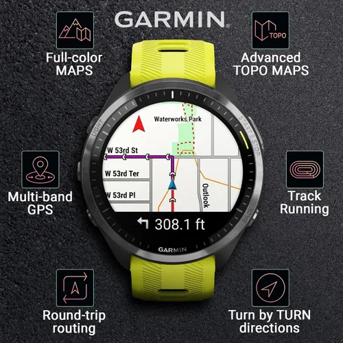 Vista 6 de Garmin Forerunner 965 Premium Reloj inteligente para correr y triatlón de 47 mm con pantalla táctil AMOLED, bisel de titanio DLC gris carbón