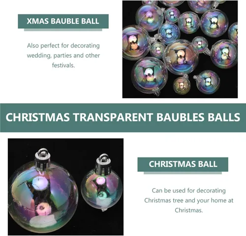 Vista 6 de Garneck 72 adornos de bola iridiscente de Navidad, bolas de plástico rellenables, bolas colgantes inastillables, árbol de Navidad, vacaciones, boda