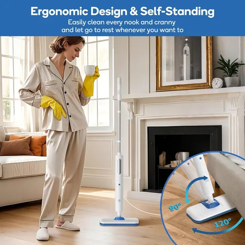 Vista 3 de Trapeador de vapor para limpieza de pisos, configuración de 15 segundos, limpiador de suelos sin productos químicos para madera dura, laminado