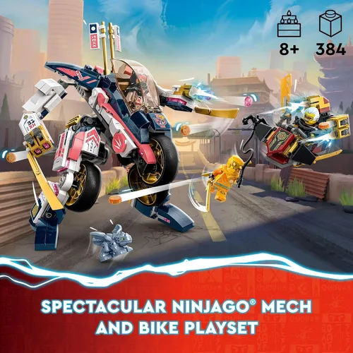 Vista 2 de LEGO NINJAGO Bicicleta Mech Transformable de Sora Juguetes de Construcción Corredor para Niños, Con un Corredor de Bicicleta Mech Ninja, un Bebé