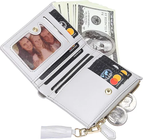 Vista 4 de FEITH FELLY - Pequeña billetera plegable para mujer con monedero con cremallera y tarjetero