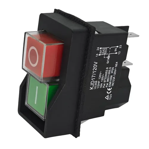 Vista 8 de Interruptor pulsador electromagnético KJD17 - 120V/220V 4-Pin 16A para herramientas de jardín y herramientas eléctricas