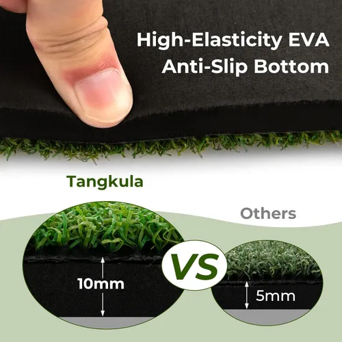 Vista 6 de Tangkula Tapete de golf para golpe, tapete de césped artificial para práctica de golf interior/exterior, incluye 2 camisetas de goma y 2 palos