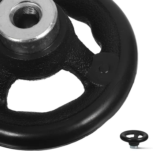 Vista 8 de Black Plastic Steel Machine Handwheel with Revolving Handle for Tools Replaceable Ergonomic Grip, Smooth Accurate Adjustments, Suitable for