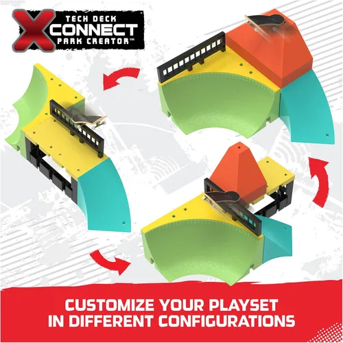 Vista 10 de Tech Deck, Quarter Bowl Ruckus X-Connect Park Creator, juego de rampas personalizable y construible con monopatín de dedos exclusivo, juguete