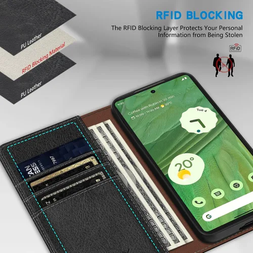 Vista 2 de ZZXX - Funda tipo cartera para Google Pixel 7, magnética fuerte de 6.3 Negro