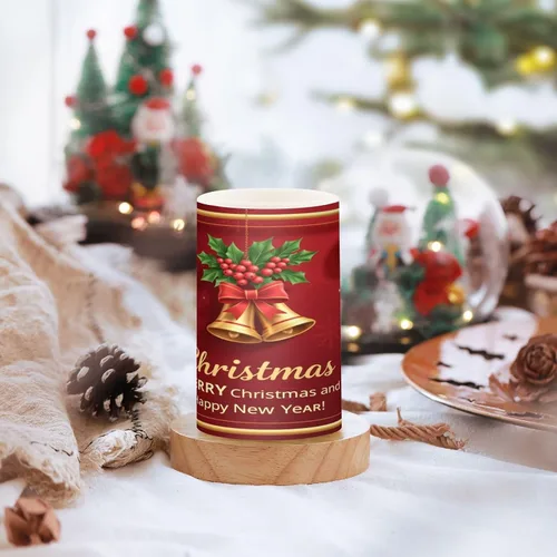 Vista 5 de Kcldeci Velas sin llama, copos de nieve de Navidad, bolas de Navidad, funcionan con pilas, velas LED sin llama, juego de 2