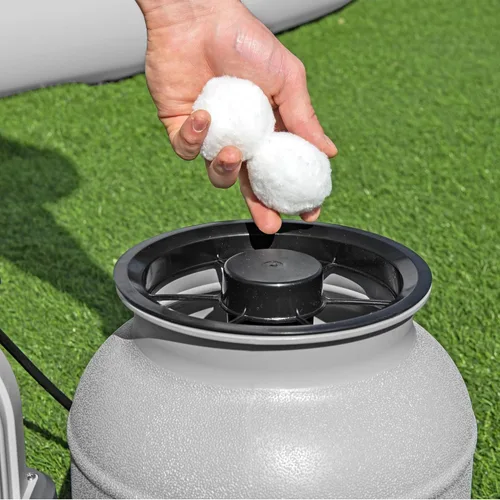 Vista 7 de Bestway Bomba de filtro de arena de 1,500 galones para piscinas al aire libre sobre el suelo de 300 a 11,200 galones con dispensador de agua limpia