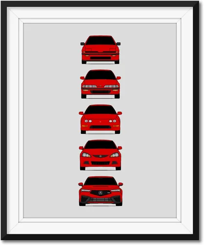 Vista 9 de Custom Car Posters Póster hecho a mano compatible con Acura Integra Evolution Generations e impresión de Acura Integra, multicolor, 8 x 10 pulgadas