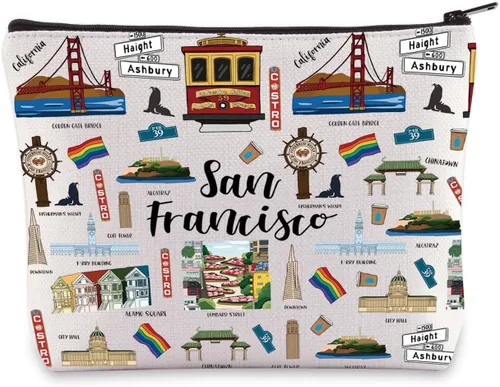 Vista 9 de BWWKTOP Bolsa de lona de San Francisco - Regalo de recuerdos de San Francisco - Bolsa de hombro y comestibles