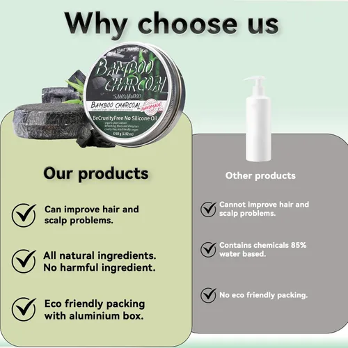 Vista 6 de 2 unidades de barra de champú de carbón de bambú para cabello gris, jabón negro para cabello gris, barra de champú y acondicionador natural