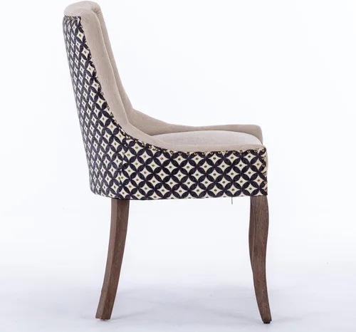 Vista 4 de A&A Furniture Ultra Side Dining Chairs Set of 2, Modern Table & Chair Sets with Thickened Fabric and Solid Wood Legs, Bronze Nail Head Accent