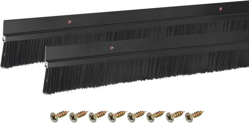 Vista 11 de uxcell 2 piezas barredor de cepillo inferior para puerta forma H base de aleación de aluminio con cepillo de nailon de 0.4 pulgadas para hogar
