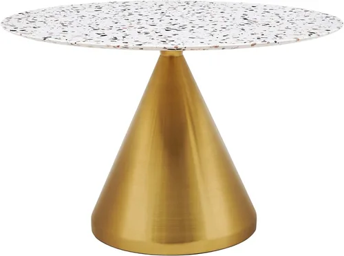 Vista 36 de Modway Tupelo - Mesa de comedor cuadrada de 28 pulgadas, color dorado y blanco