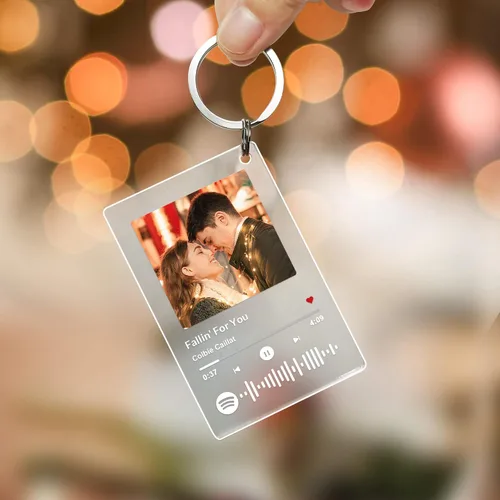 Vista 2 de Canción acrílica personalizada con foto, placa de música transparente personalizada, cubierta de álbum de fotos personalizada, luz nocturna