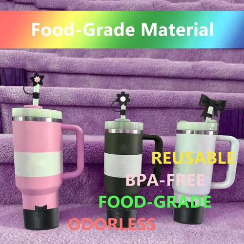 Vista 4 de Stanley - Juego de accesorios para vasos que incluye 4 fundas de silicona para popotes Stanley Cup de 0.394 in/0.4 pulgadas, 2 botas de lazo
