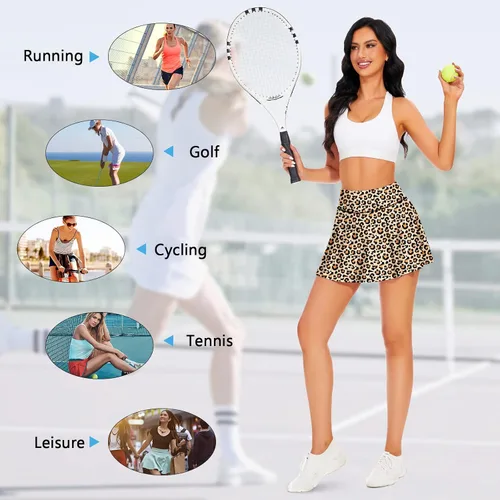 Vista 4 de WOWENY Falda de tenis plisada para mujer con bolsillos, cintura alta, faldas de golf, faldas atléticas, faldas de entrenamiento para correr, faldas