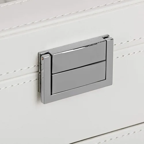 Vista 6 de BEWISHOME Organizador de caja de reloj 20 hombres y mujeres caja de reloj Soporte de almacenamiento Bisagra de metal blanco PU cuero superior