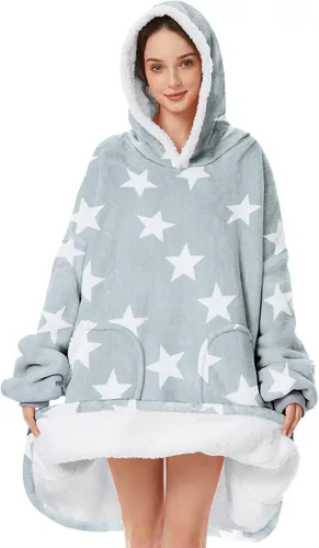 Vista 25 de Zando Manta con Capucha Ponible Manta para Niños y Adultos Manta Cómoda con Capucha Sudadera de Gran Tamaño Sherpa Forro Polar