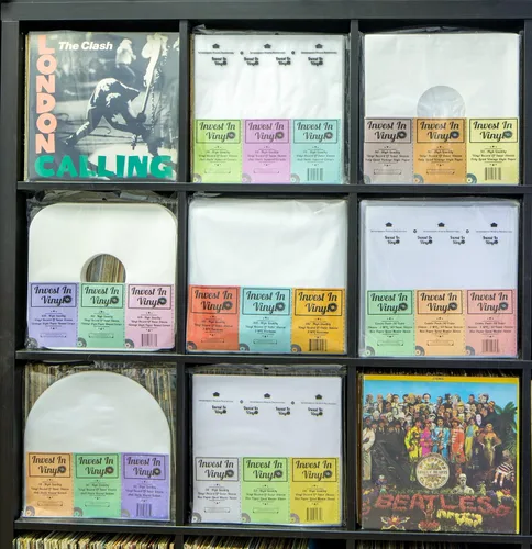 Vista 6 de Fundas interiores de disco de vinilo de 100 LP, papel blanco marfil, esquinas redondeadas, protección de 33 RPM, fundas de disco de 12 pulgadas