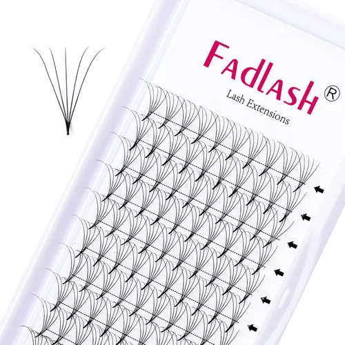 Vista 9 de FADLASH Extensiones de pestañas postizas en abanico con base puntiaguda 10D, extensiones de pestañas postizas de tallo medio, extensiones