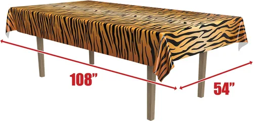 Vista 2 de Beistle Mantel con estampado de tigre, 54 x 108 pulgadas, naranja/bronceado/negro