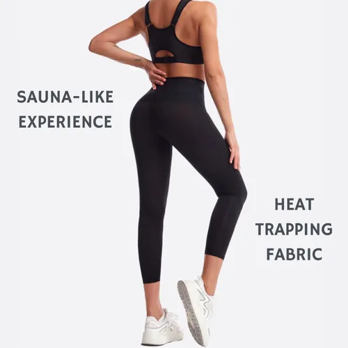 Vista 5 de Nano Hertz Traje de sauna para sudar, moldeador, pantalones cortos con bolsillos, entrenamiento de cintura, traje para ejercicio, fitness, gimnasio