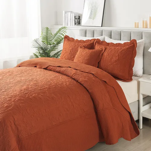 Vista 44 de HoneiLife Juego de ropa de cama tamaño Queen, juego de edredón de microfibra para cama Queen, colchas ligeras de 3 piezas, edredones reversibles