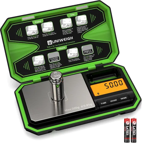 Vista 8 de UNIWEIGH Báscula digital de bolsillo de 7.05 oz/0.00 oz, báscula digital de gramos, mini báscula de joyería digital de peso gramo con pesos Cal