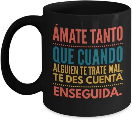 Vista 4 de Regalo para amigos Taza de cafe para hermana Perfecto regalo para graduados, profesionales y estudiantes Vaso con afirmaciones positivas, Negro