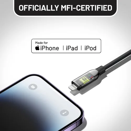 Vista 2 de Cable USB A a Lightning de 1.8 m, cable cargador Lightning para iPhone certificado MFi, cable cargador de iPhone de nylon trenzado para Apple