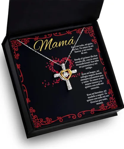 Vista 15 de Cadena, Collar de Regalo Para Mama En Forma De Corazon Plateado y Dorado Regalo Para Mujer Personalizado