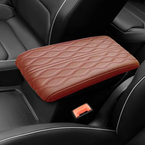 Vista 13 de Almohadilla para reposabrazos de automóvil, cuero/algodón viscoelástico, estilo universal, funda de consola central de automóvil, protector Beige