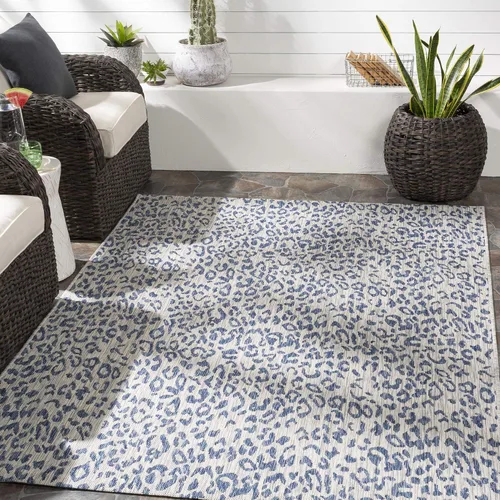 Vista 8 de Livabliss Esperanza - Alfombra de leopardo para exteriores, 2 x 2 pies 11 pulgadas, negro/blanco