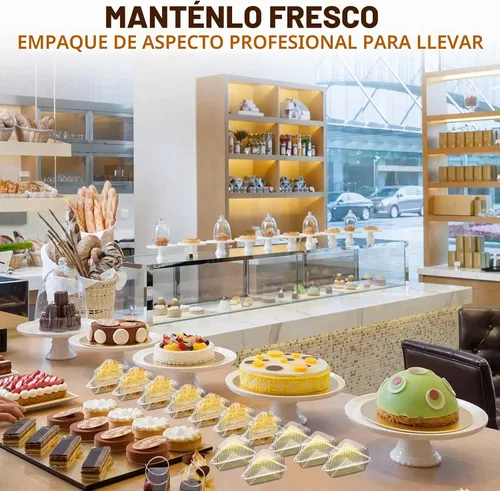Vista 6 de 200 recipientes para rebanadas de pastel con tapas, recipientes de plástico transparente con bisagras para tarta de queso, cajas individuales Regular