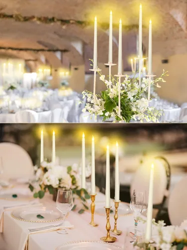Vista 7 de Retisee 30 velas LED sin llama de 11 pulgadas, a granel, funciona con pilas, velas LED parpadeantes para decoración de San Valentín, cumpleaños