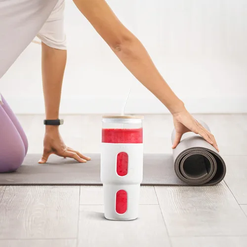 Vista 8 de Vaso de vidrio de 32 onzas con popote y tapa de bambú con funda de silicona, vaso de café helado reutilizable Boba Smoothie, se adapta al soporte
