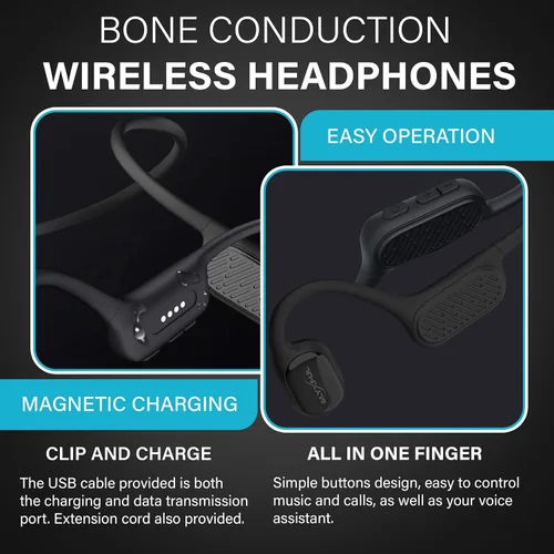 Vista 6 de Auriculares de natación con conducción ósea ELYXFUL, IP68 impermeables Bluetooth y reproductor MP3 de 64GB, auriculares de oreja abierta para nadar