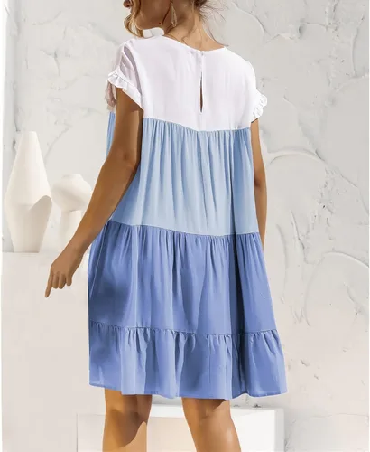 Vista 6 de FQZWONG Vestidos para mujer, casuales, holgados, acampanados, para fiesta, club, playa, talla grande, verano, sexy, hawaiano, para vacaciones