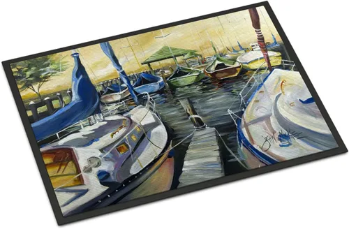 Vista 276 de Caroline's Treasures JMK1017JMAT - Tapete de caza de rana garza azul, 24 x 36 pulgadas, tapete para puerta delantera, interior y exterior