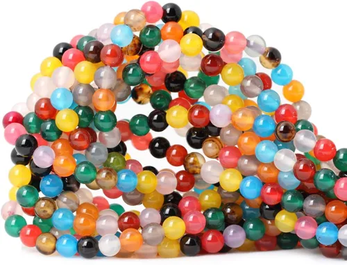 Vista 7 de Cuentas redondas sueltas de ágata estilo antiguo vena de dragón de 6mm, cuentas para diseño de joyas, 60 cuentas Ágata de vena de dragón