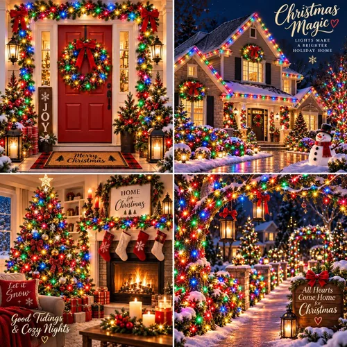 Vista 6 de Luces de cadena navideñas conectables de 240 LED de 88 pies, 13 modos, para interiores y exteriores, cable verde extensible, luces de árbol