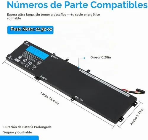 Vista 3 de Batería para portátil 84Wh 4GVGH para Dell XPS 15 9550, 11.4V
