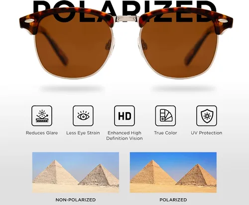 Vista 4 de EVEE Gafas de sol clásicas de medio marco polarizadas sin montura (NEERD)